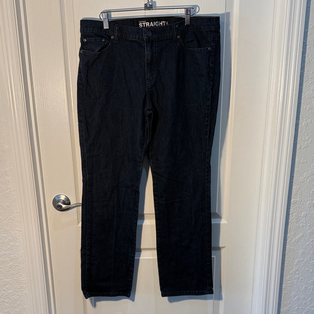 New York & Company Dark Denim Straight Leg Jeans Size 16P 30” Inseam